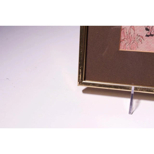 Pink Vintage Southeastern Asian Figural Ink and Watercolor For Sale - Image 8 of 12