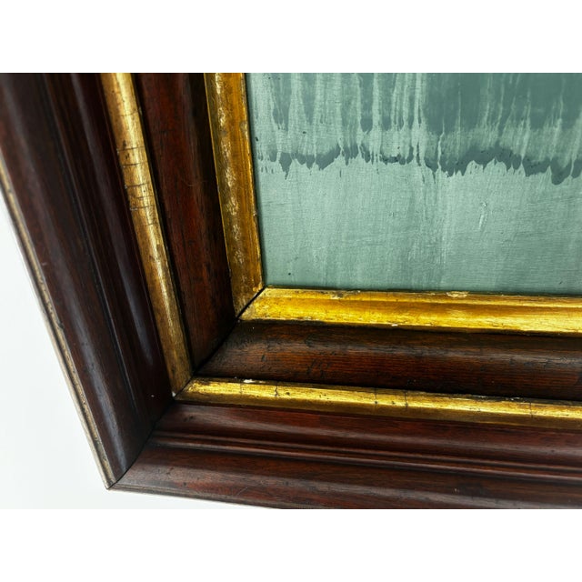 Green “Cabin Fern" Green Abstract Art in Antique Frame, Transitional Living Room Art by JTS For Sale - Image 8 of 10