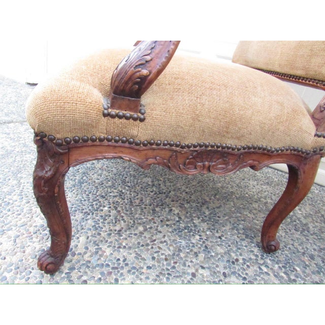 Pair or Antique French Louis XV Style Armchairs For Sale - Image 16 of 18