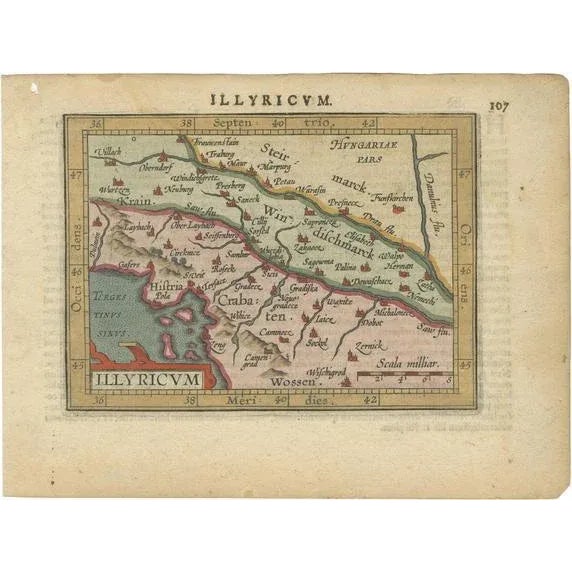 Antique Map of the Roman Province of Illyricum Dalmatia, 1612 For Sale - Image 6 of 6