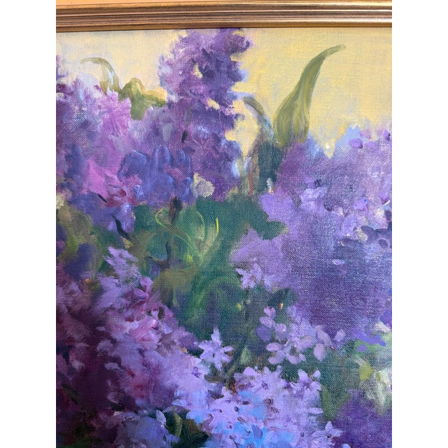 1980s Original Oil on Canvas Lilacs in a Nantucket Basket by Ann Gibb For Sale - Image 4 of 8