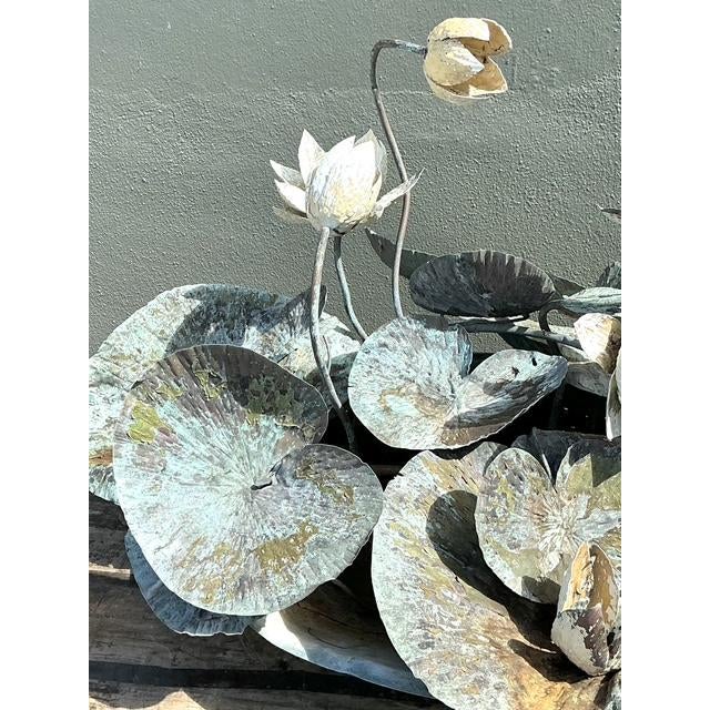 Vintage Patinated Copper Lilypad Sculpture For Sale In West Palm - Image 6 of 12