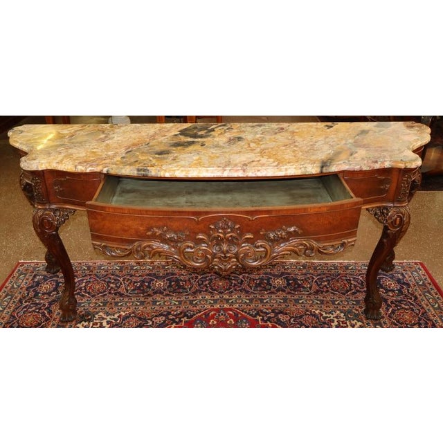 French Early 20th Century French Style Burl Wood Marble Top Walnut Buffet Sideboard For Sale - Image 3 of 10