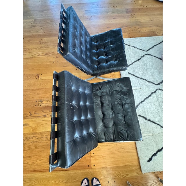 Rare Pair 1960s Industria Agentina Chrome Plated Steel Barcelona Chairs For Sale - Image 10 of 18