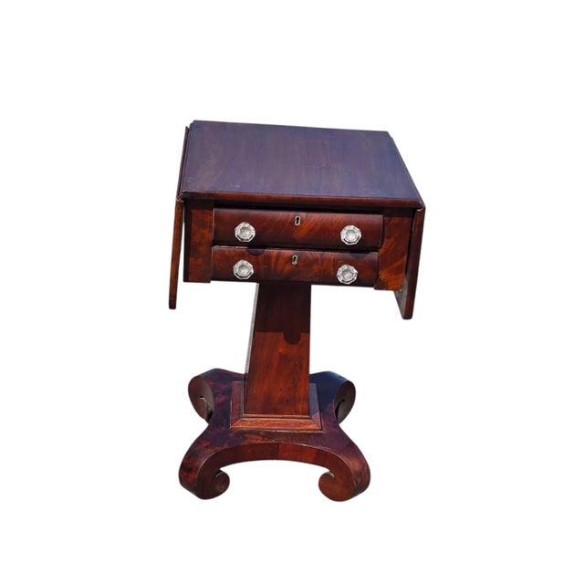 Brown 1840 American Mahogany Empire Drop Leave Side Table. For Sale - Image 8 of 17