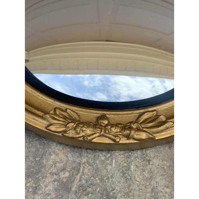 Mid 20th Century Vintage American Federal Giltwood Eagle Bullseye Convex Mirror For Sale - Image 5 of 11