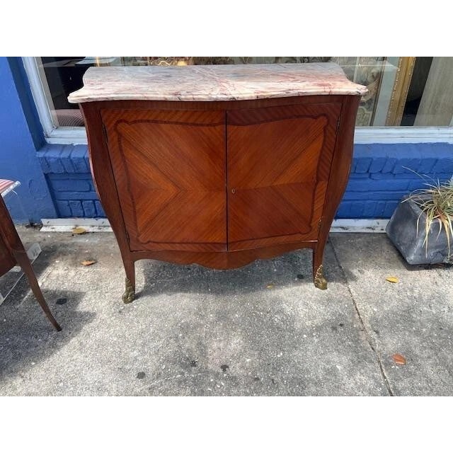French Antique French Serpentine Mahogany 2 Door Cupboard For Sale - Image 3 of 7