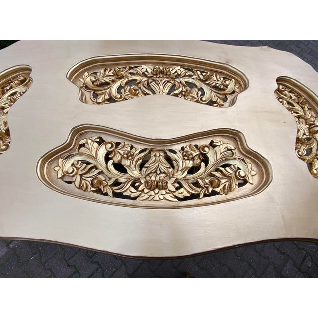Gold 1970 Italian Artisan Baroque Gold Beech Dining Table For Sale - Image 8 of 10