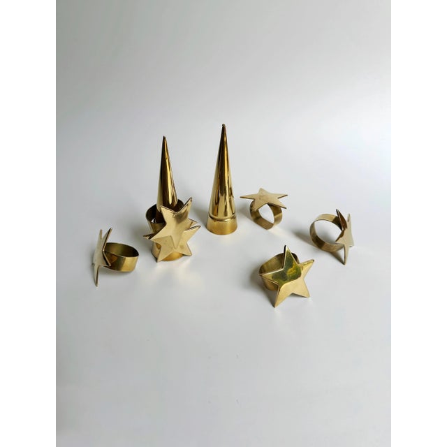 1980s Star Gold Brass Napkin Rings from Whimsigoth, 1980s, Set of 6 For Sale - Image 5 of 5