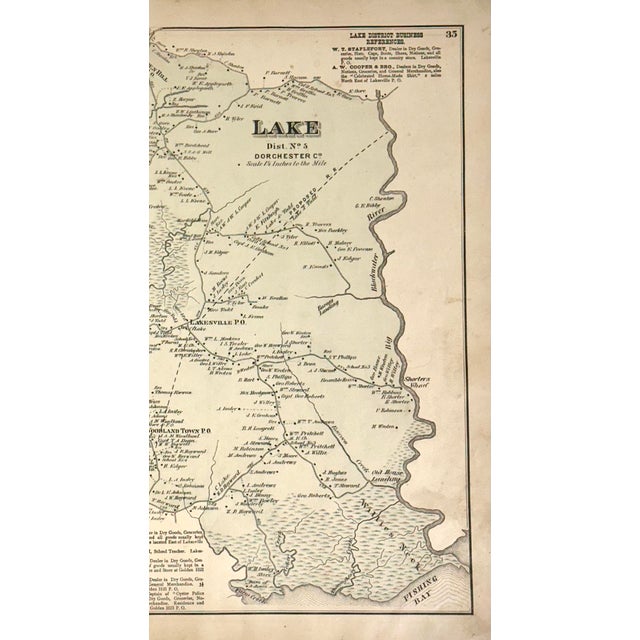Lake Dorcester County Maryland Original Map, 1877 For Sale - Image 4 of 5