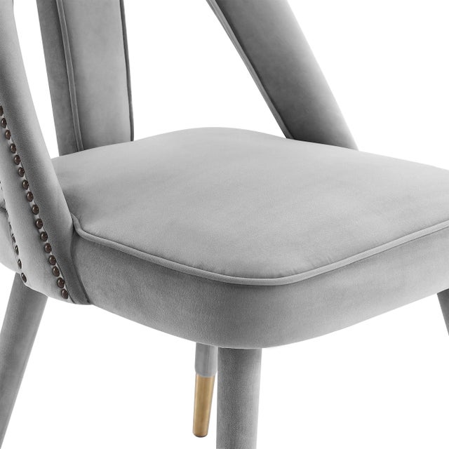 Petra Light Grey Velvet Side Chair For Sale - Image 4 of 8
