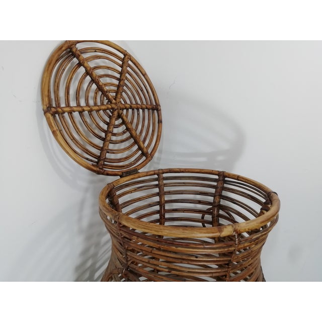 1950s Large Vintage Wicker Basket, Italy, 1950s For Sale - Image 5 of 10