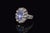 GIA certified 4.00CTS diamond and violet blue sapphire 18K solid gold Etruscan Art Deco ring. This ring features a huge...