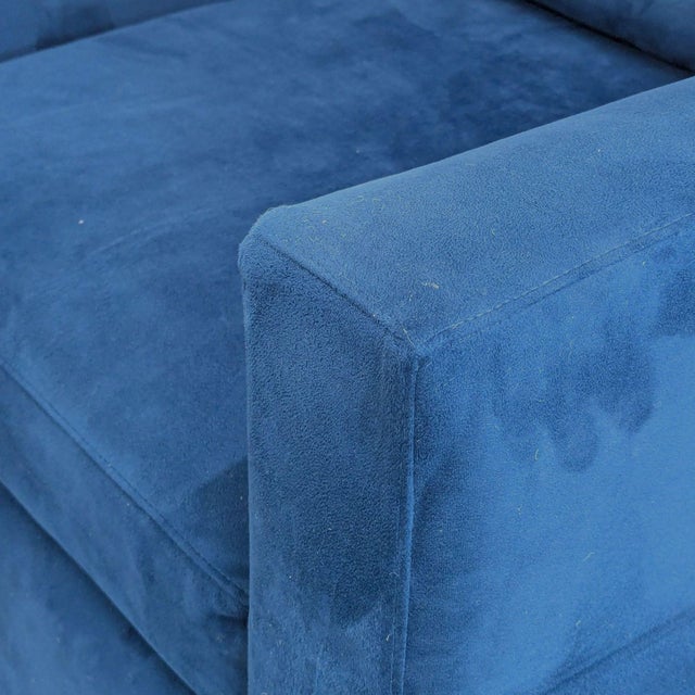 Crate & Barrel Blue Velvet Lounge Swivel Chair For Sale In San Francisco - Image 6 of 7