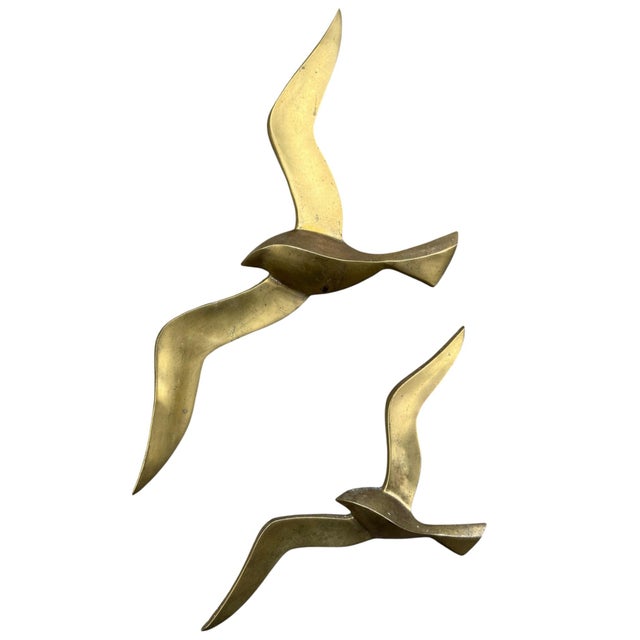 Vintage Penco Brass Seagull Wall Sculptures – Mid-Century Modern Pair, Made in Taiwan For Sale - Image 4 of 7