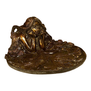Art Nouveau Bronze Vide-Poche Trinket Tray, Marked R L , Circa 1860 - 1912