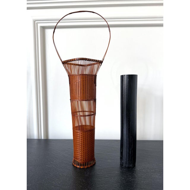 Japanese Japanese Woven Bamboo Ikebana Basket by Jin Morigami For Sale - Image 3 of 15