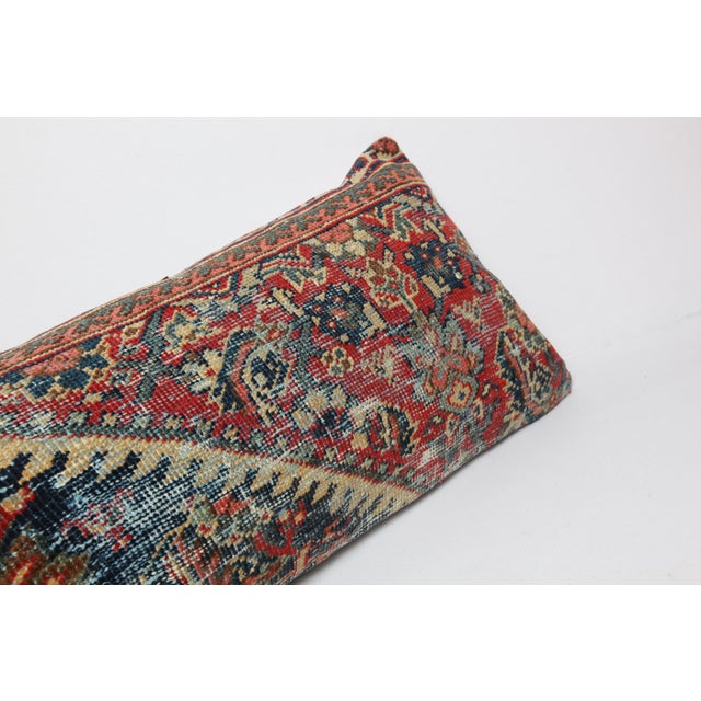 Navy Blue Antique Tribal Bohemian Home Decor Rug Pillow Cover -14'' X 29'' For Sale - Image 8 of 11