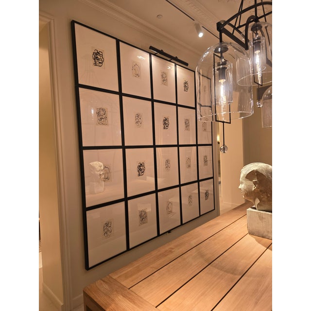 Gallery Wall Installation 76' X 64' - High End Framed Original Black and White Abstract Oil Paintings - Set of 12 For Sale - Image 14 of 16