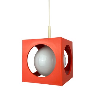 Space Age Minimalistic Yellow Cube Pendant by Richard Essig, Germany, 1970s For Sale