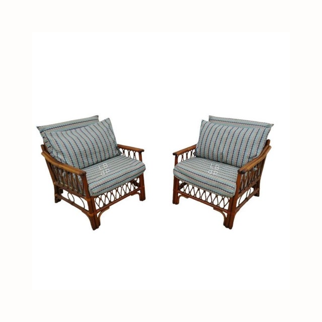 Vintage Rattan Armchairs with Quilted Seats, Set of 2 For Sale - Image 18 of 18