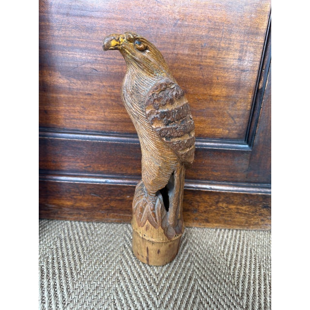 Large Antique Bamboo Hand Carved Eagle Meiji Period For Sale - Image 10 of 14