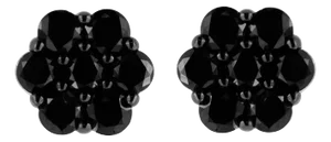 .925 Sterling Silver 4.0 Cttw Prong Set Round-Cut Treated Black Diamond Floral Cluster Stud Earring (Fancy Black Color, I1-I2 Clarity) - 2 Pieces