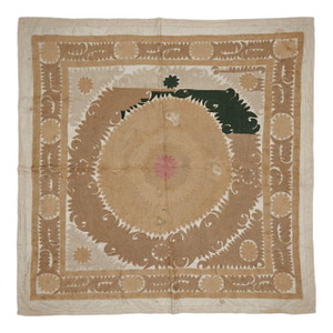 Suzani Wall Decor — Neutral Tan Uzbek Tablecloth
