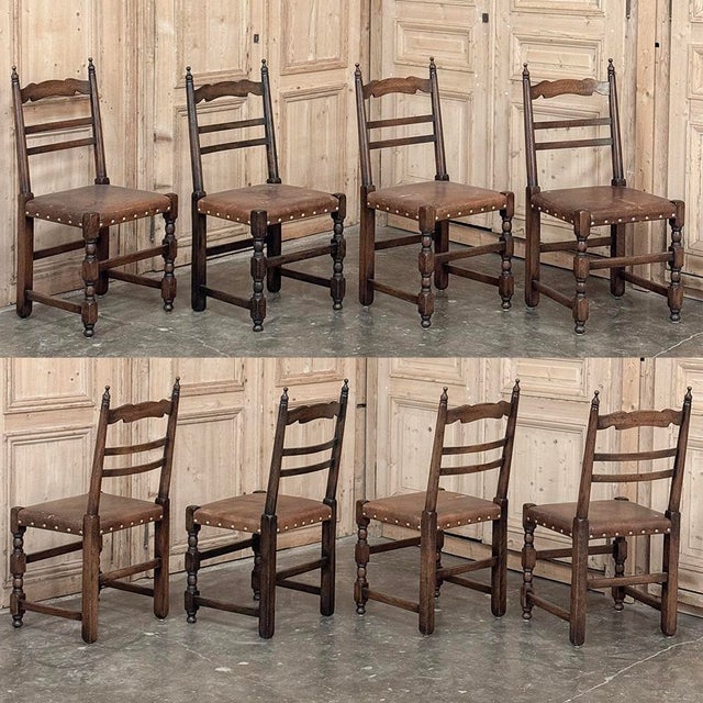 Set of Ten Country French Oak Dining Chairs in the Louis XIII Style, Includes 2 Armchairs For Sale - Image 11 of 13