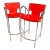 Chrome and Red Leather Stools, Late 20th Century - a Pair For Sale