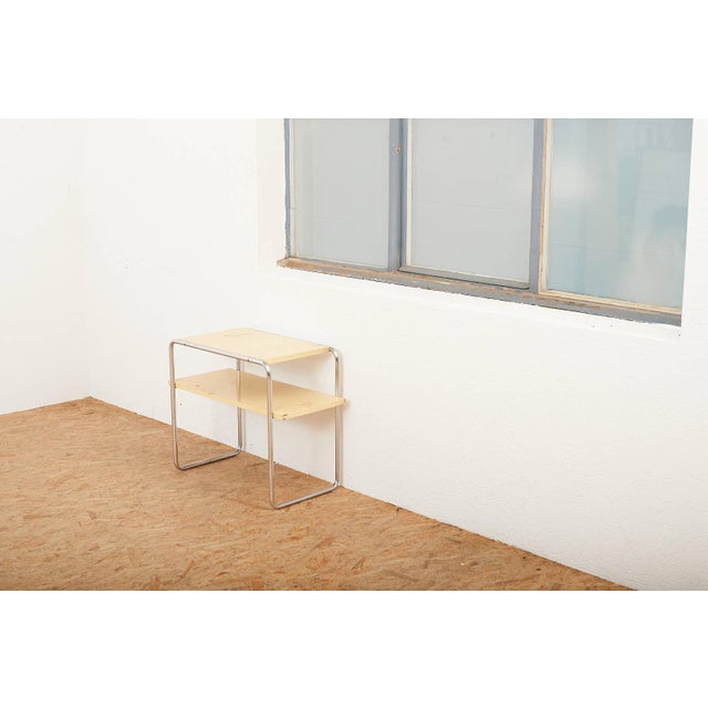 Model B12 Console Table in Chrome-Plated Tubular Steel and Beige Lacquered Plywood by Marcel Breuer for Thonet, 1928 For Sale - Image 12 of 14