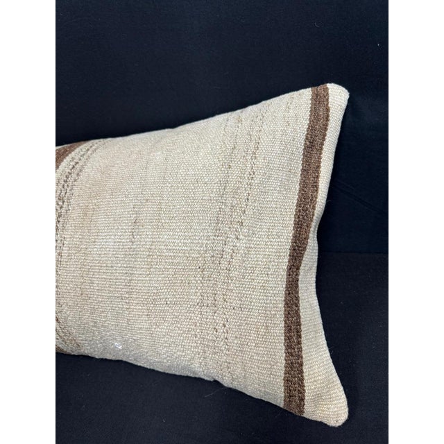 Turkish Hemp Pillow Cushion Natural Beige Brown Cushion Cover 14"x40" For Sale - Image 4 of 4