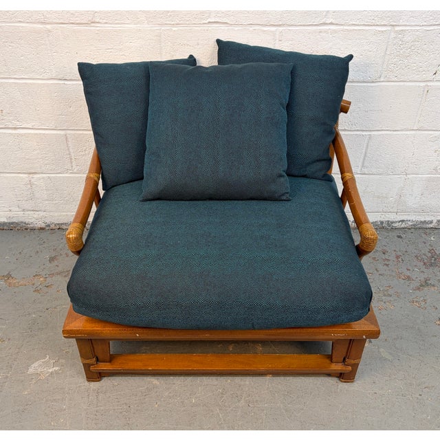 Vintage Bamboo Lounge Chair With Ottoman For Sale - Image 9 of 14