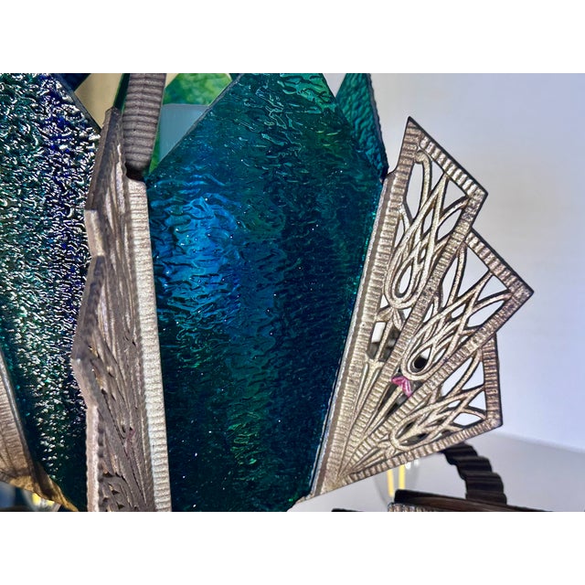 1930s Art Deco Skyscraper Slip Shade Chandelier For Sale - Image 6 of 16