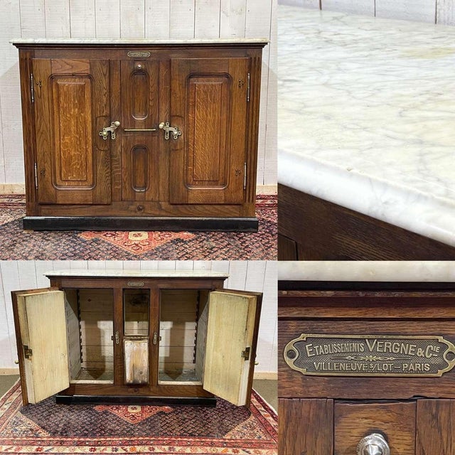 Antique Icebox in Oak with Marble Top, 1900s For Sale - Image 4 of 18