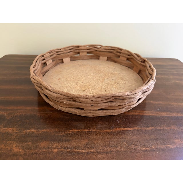 Farmhouse Late 20th Century Round Woven Oak Casserole Serving Basket For Sale - Image 3 of 11