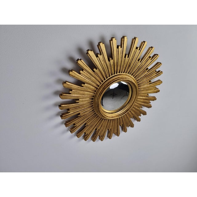 Vintage Golden Sunburst Mirror, 1960s For Sale - Image 6 of 9