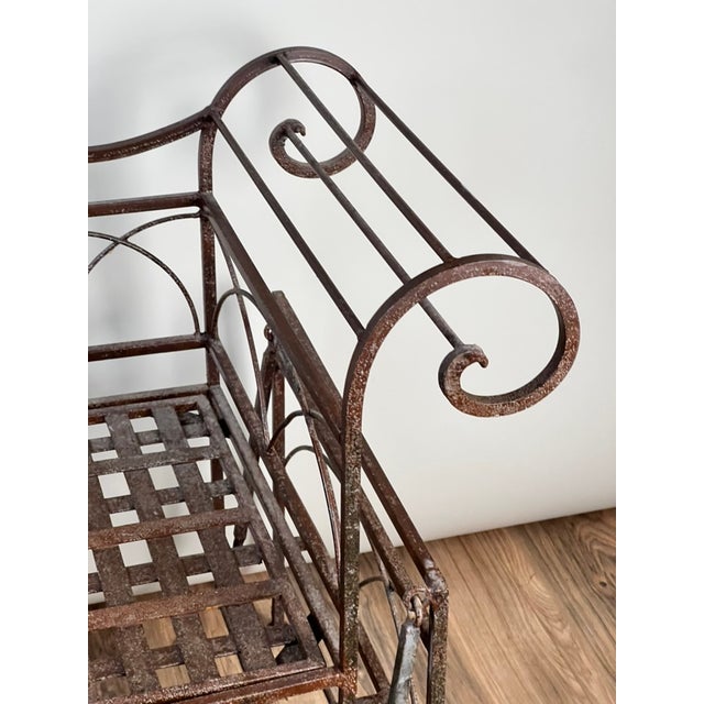 Vintage Regency Style Wrought Iron Porch Glider For Sale - Image 9 of 11