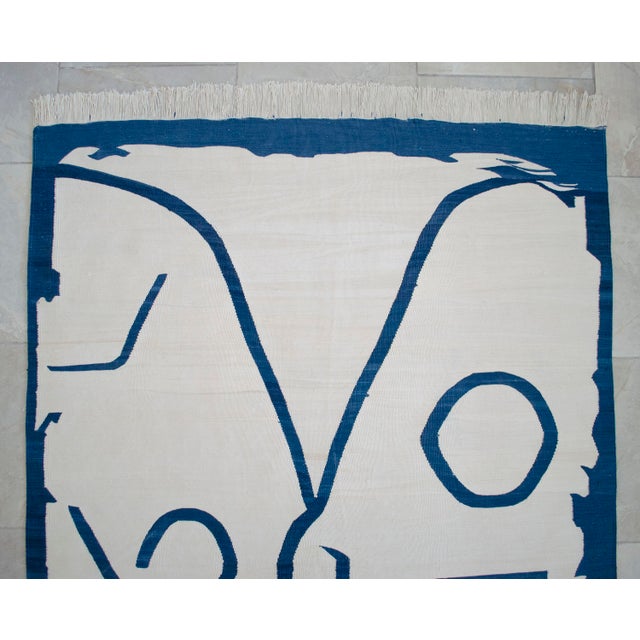 Paul Klee -Letter Ghost Inspired Silk Hand Woven Area Kilim Wall Rug 4′2″ × 6′6″ For Sale - Image 12 of 16