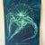 26.5”t x 19”w. Brilliant shades of blue and green define this print on deckled heavy paper, titled "Chryfaora melanaster....