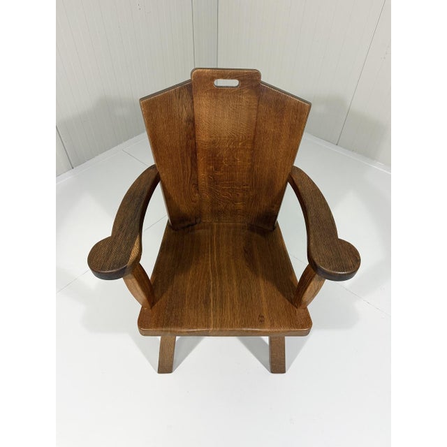 Brutalist Rustic Oak Armchair, 1960s For Sale - Image 12 of 18