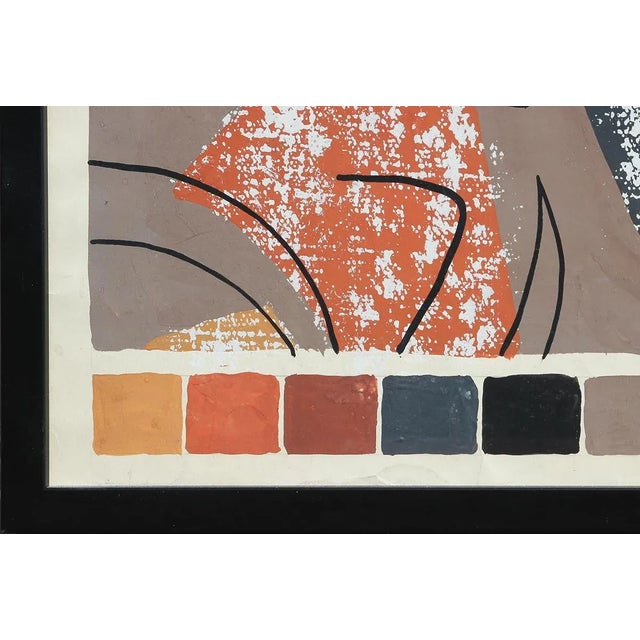 Early 20th Century Early 20th Century Modern Orange, Brown, Yellow, and Black Geometric Abstract Pattern Painting by John Little For Sale - Image 5 of 13