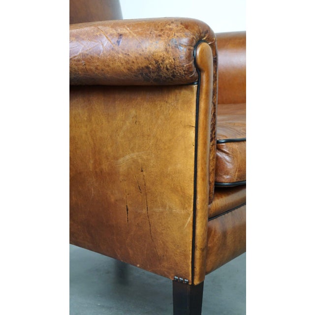 Vintage Club Chair in Sheepskin Leather For Sale - Image 10 of 13