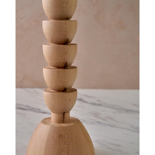 2020s "Albert" Hand Turned Maple Candle Holders by Lostine, Set of 2 For Sale - Image 5 of 10