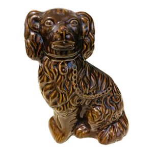 19th Century Bennington Pottery Spaniel With Treacle Glaze, Circa 1860s