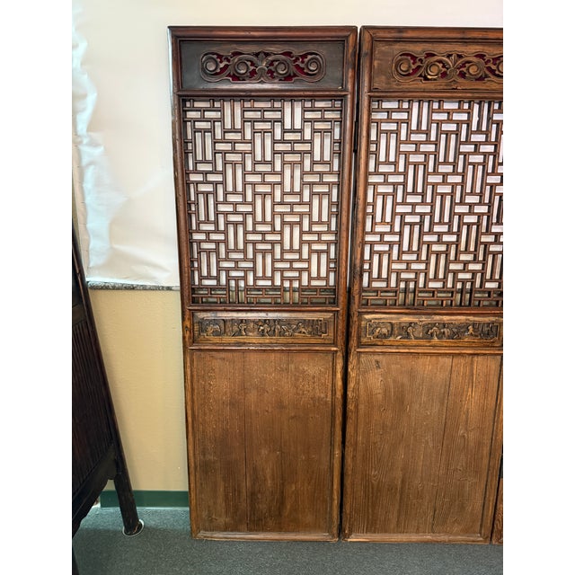 Chinese Carved Wood Folding Screen, Antique For Sale - Image 14 of 18