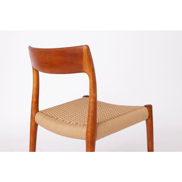 Wood Mid-Century Modern Model 77 and 57 Dining Chairs in Teak and Cord by Niels Otto (N. O.) Møller for j.l. Møllers, Denmark, 1960s, Set of 6 For Sale - Image 7 of 8