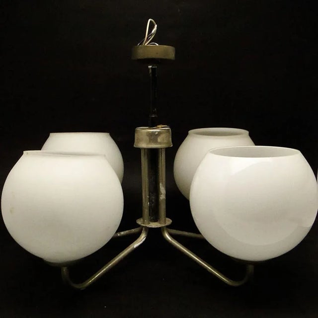Metal Mid-Century Chandelier, Poland, 1970s For Sale - Image 7 of 7