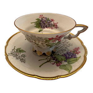 Vintage Mitterteich Bavaria Germany Cup and Saucer Flower Design Hand Painted