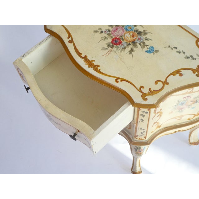 Italian Venetian Painted Wooden Chest of Drawers, Louis Xv Style Cabinet, Vintage Florentine Nightstand, 1950s For Sale - Image 10 of 11